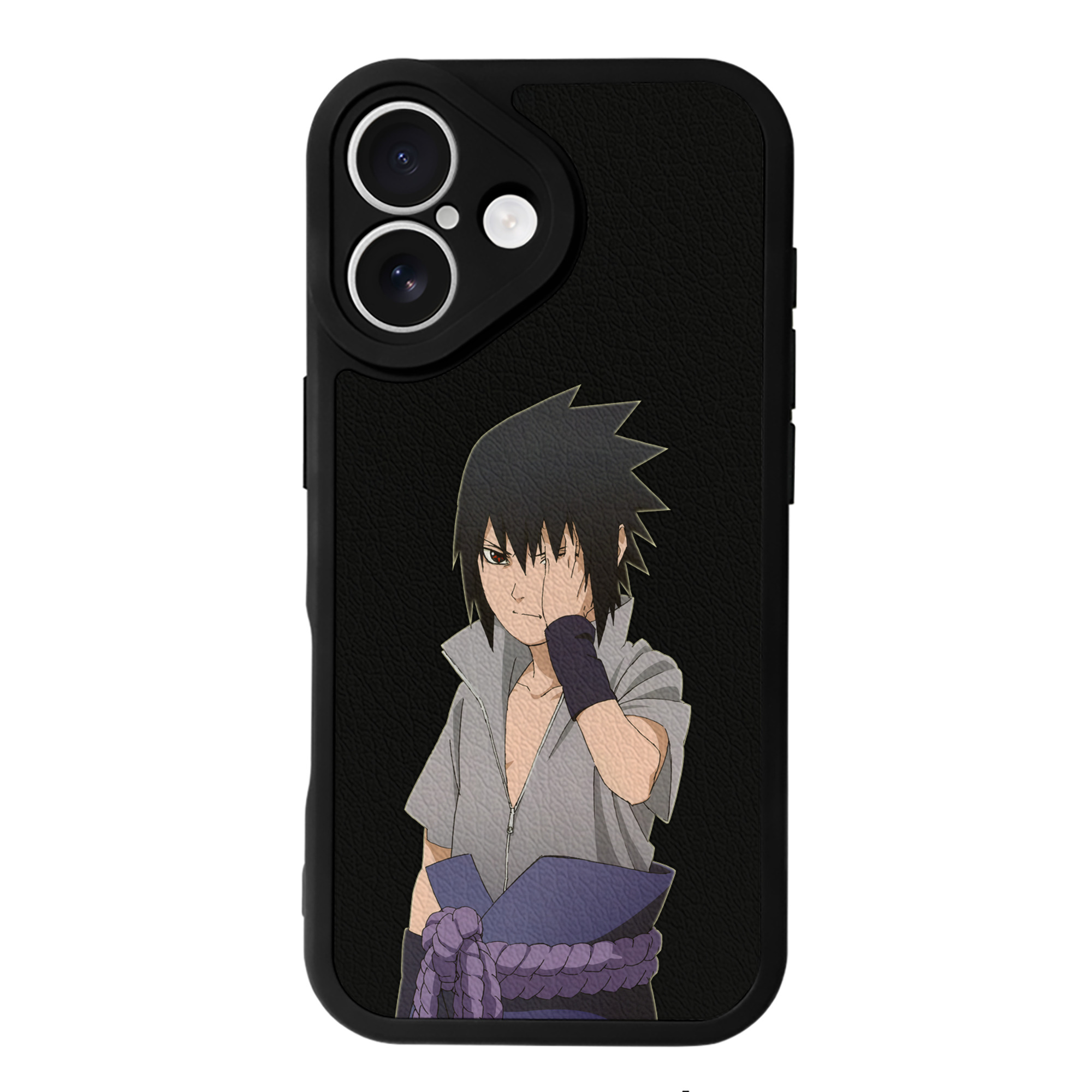 （画像用） NARUTO -ナルト- うちは サスケ Uchiha Sasuke 【iPhone 16シリーズ対応】シリコンスマホケース（レザー調） 材質：シリコン